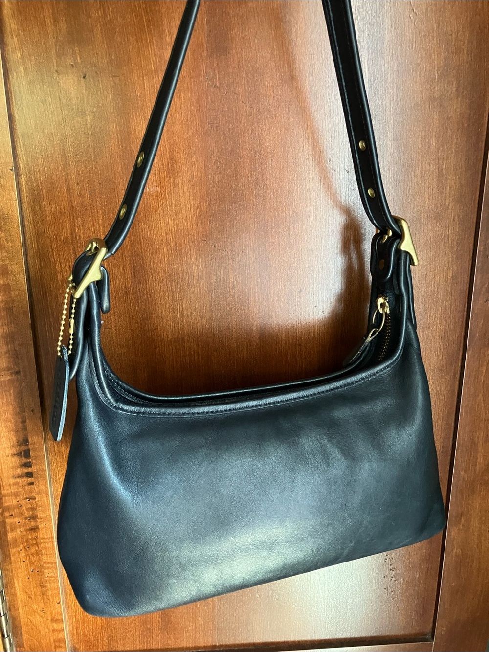 Navy Blue Vintage Coach 9059 Legacy Small Hobo Leather USA Made January 2002